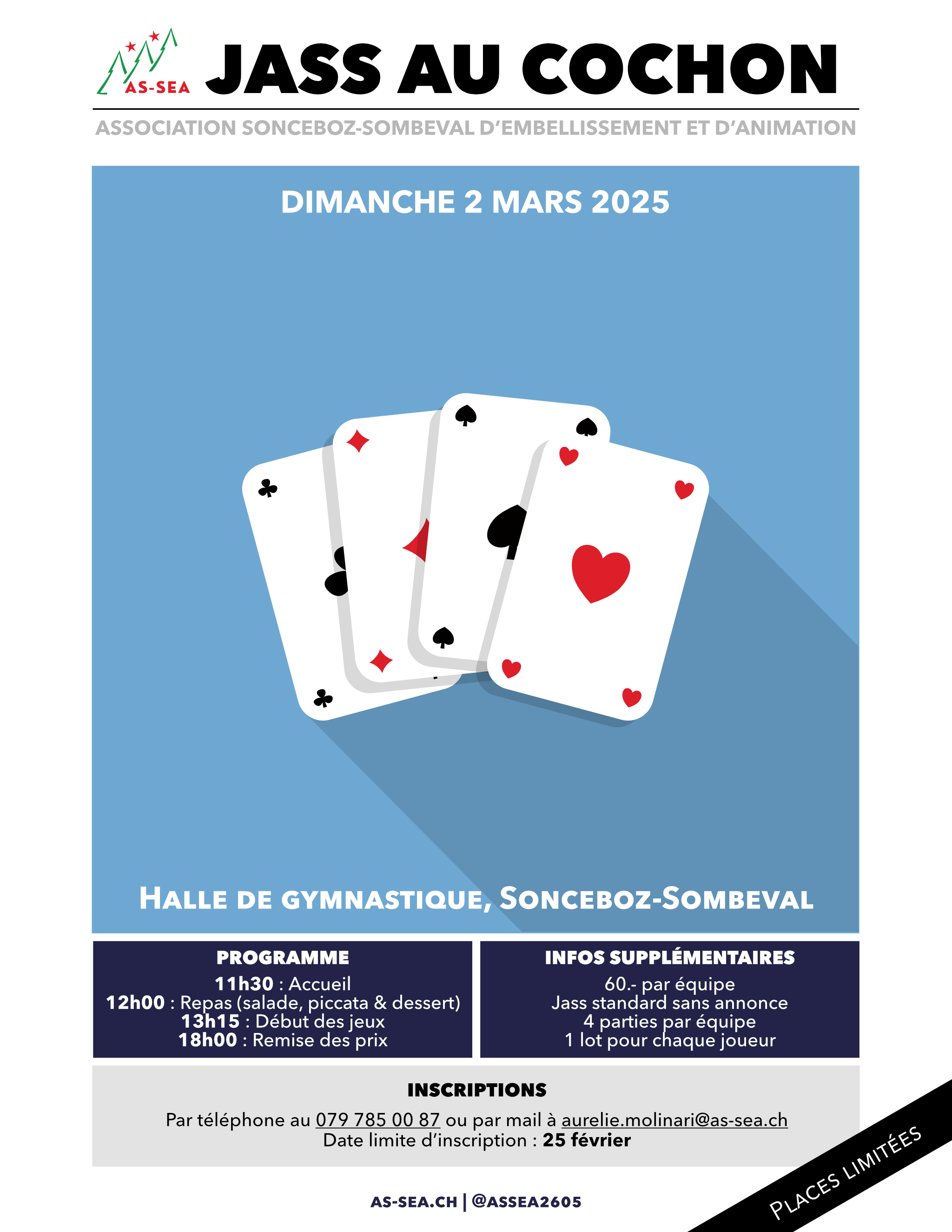Affiche du Jass au cochon organisé par l'AS-SEA