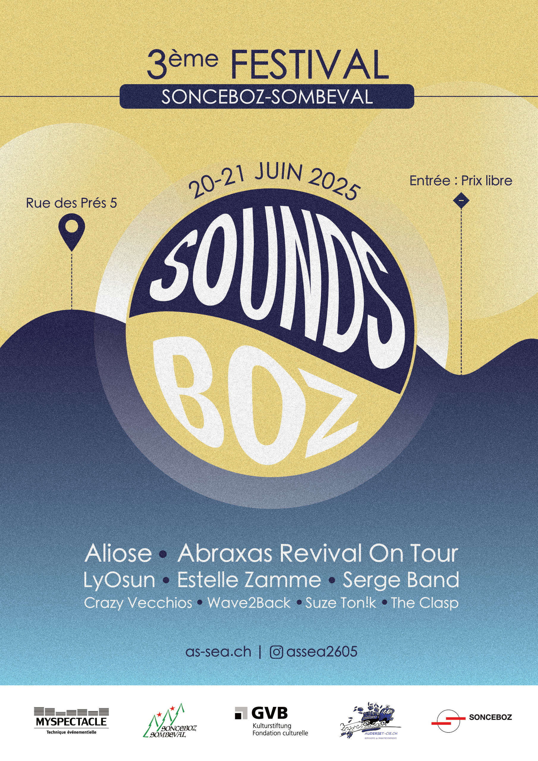 Affiche du Sounds'Boz Festival 2025 organisé par l'AS-SEA