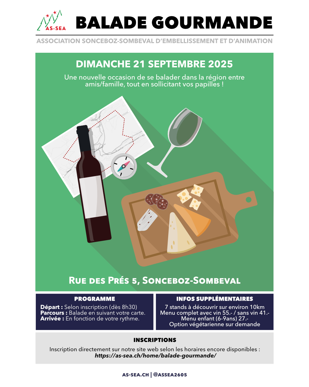 Affiche de la balade gourmande 2025 organisée par l'AS-SEA