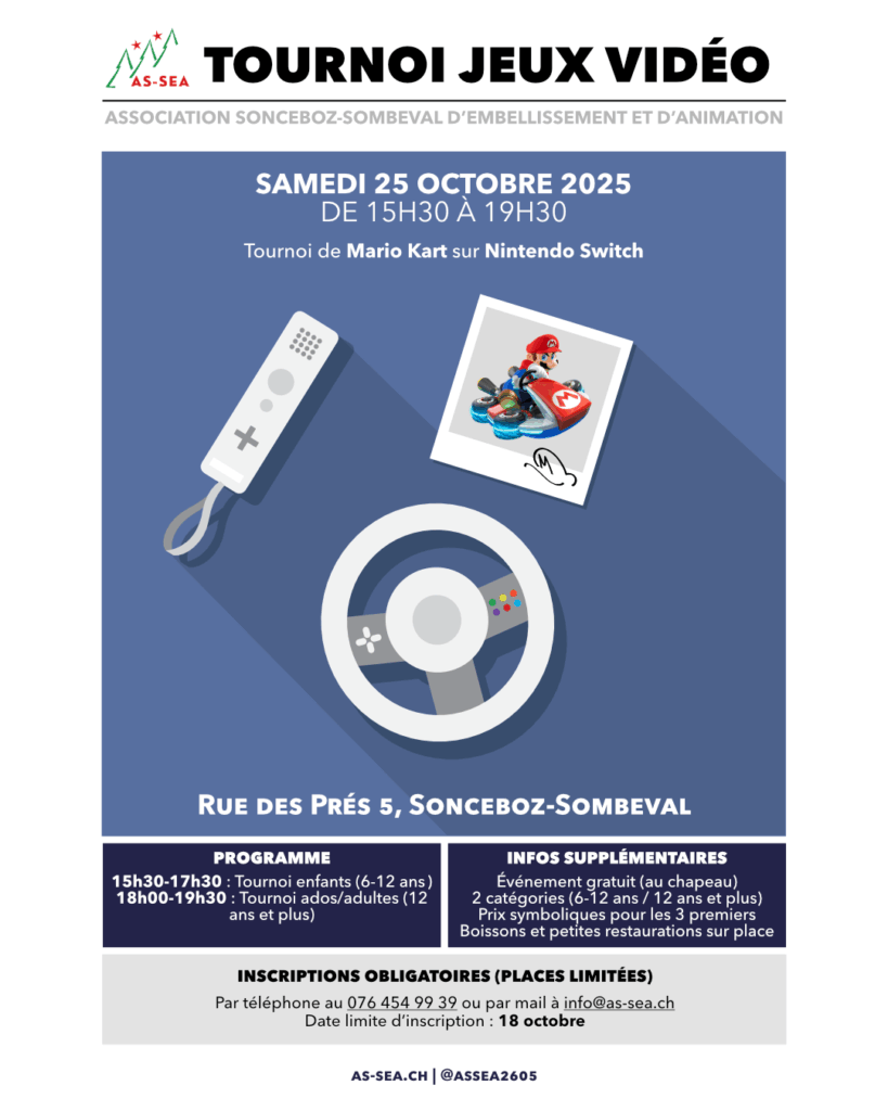Affiche de la soirée jeux vidéo organisée par l'AS-SEA