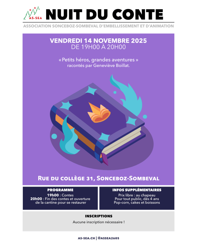 Affiche de la nuit du conte organisée par l'AS-SEA