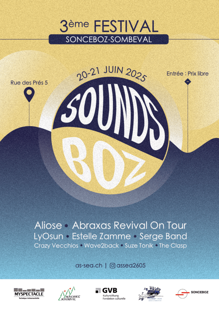 Affiche du Sounds'Boz Festival 2025 organisée par l'AS-SEA